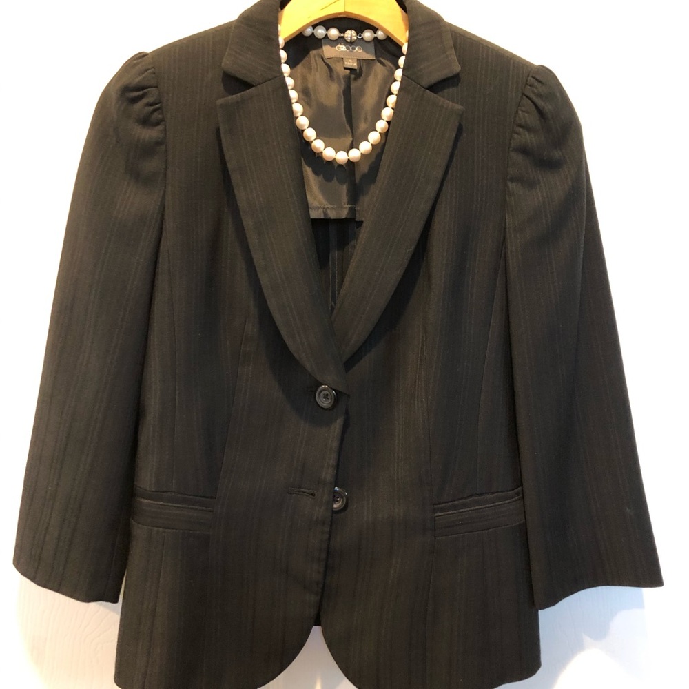 EUC G2000 black striped suit skirt & jacket